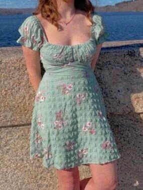 Altar’d state green floral dress XS.